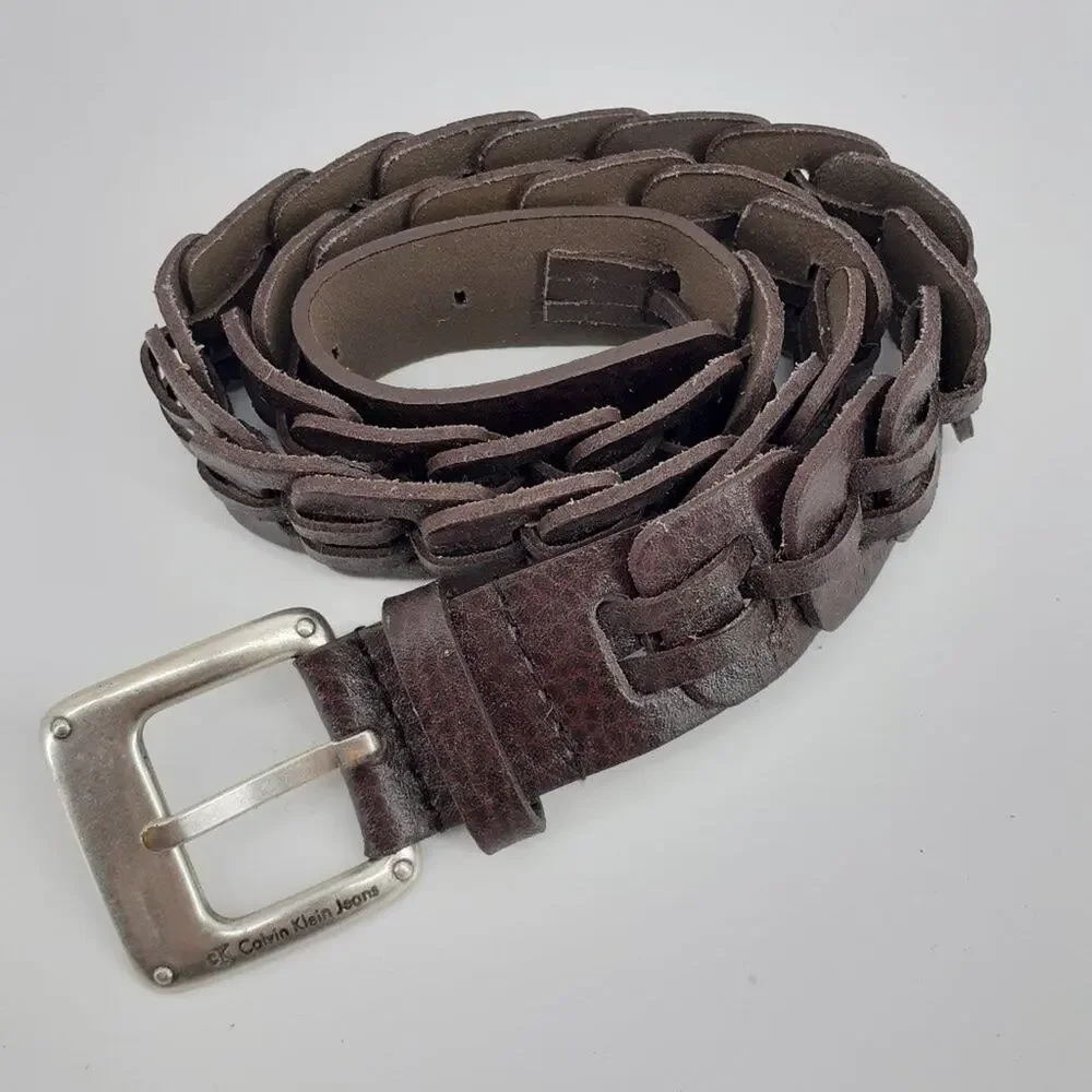 CK Calvin Klein Jeans Chain Link Brown Maroon Size Small
